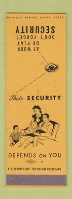 Matchbook Cover - Security Depends on Your eye SAMPLE