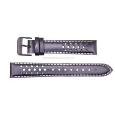Hadley-Roma 18mm WHITE Genuine Leather Premium Watch Band with Ion-Plated Black