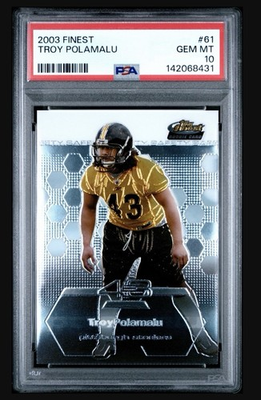 #ad 2003 FINEST 61 TROY POLAMALU PSA GEM MINT NEW SLAB NEW LABEL $299.99
