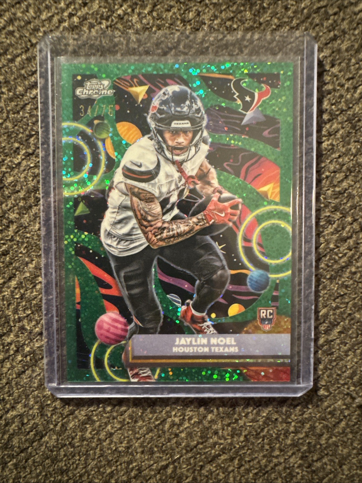 2025 Topps Chrome Cosmic #141 Jaylin Noel Green Space Dust 69 /75 RC Texans