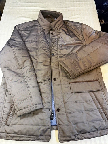 Johnston & Murphy Men's Gray Quilted Jacket Zip/Button Closure XL - product listing photo