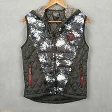 Boys Quilted Vest 12 Multicolor Printed Sherpa Lined Hooded Full Zip Winter