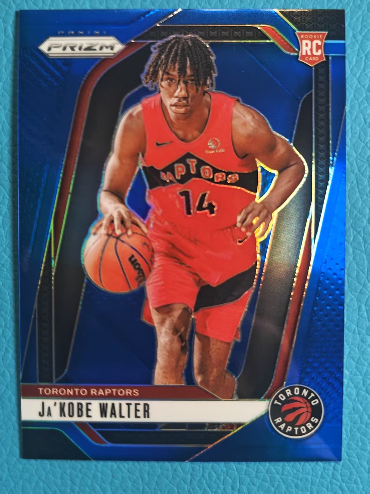 JaKobe Walter 2024-25 Panini Prizm 107/199 Blue RC Toronto Raptors #223