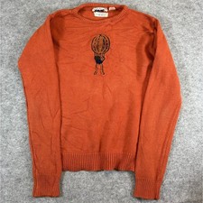 Vintage 70s Sweater Youth Medium Orange Golden Harvest Hot Air Balloon Jumper