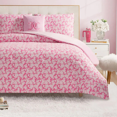 Solid Plush Reversible Gothic Leopard 4-Piece Light Pink Animal Print Microfiber