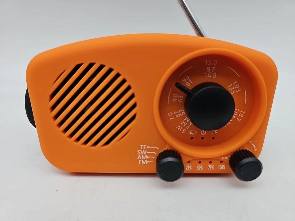 Solar Radio mit Lampe Powerbank Orange Dynamo Kurbel 2000mAh Camping  - Bild 2 von 4