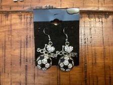 Crystal I Love Soccer Dangle Earrings