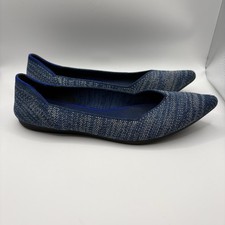 Rothy  s The Point Womens 8 Indigo Heather Blue Knit Slip On Ballet Casual Shoes