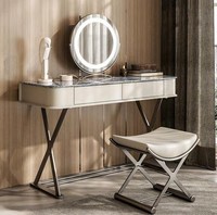 Beiger Schminktisch Design Schlafzimmer MöBel Luxus Holz Schminktische