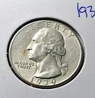 SILVER WASHINGTON QUARTER, 1939-P, AU CONDITION, BEAUTY EARLY QUARTER, FREE SHIP