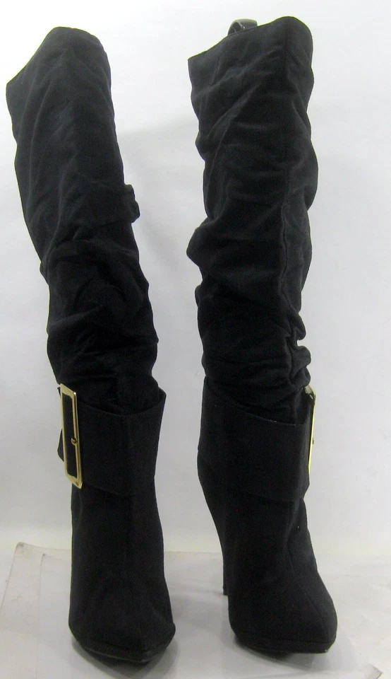 Botas femininas Michael Antonio pretas 5" salto alto salto agulha joelho tamanho 10 - Imagem 2 de 4