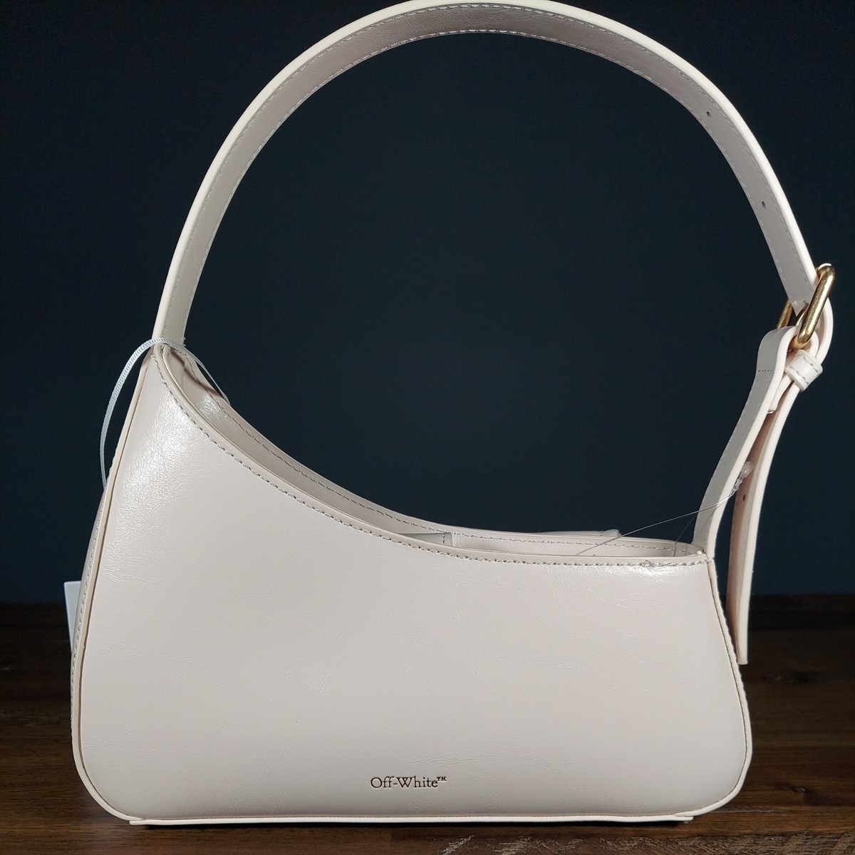 New OFF-WHITE VIRGIL ABLOH Jitney Hobo Handbag/Cream W/Shoulder