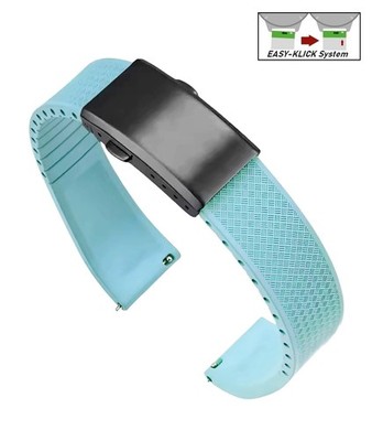 XS-Extrakurz Premium FKM-Kautschuk Uhrenarmband Modell Texturo-P sky-blue 20 mm