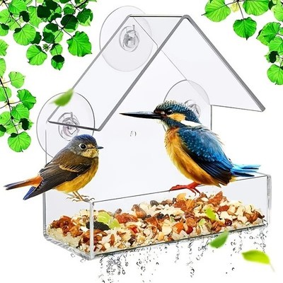 Vantnapf Acrylic Birdhouse 1 Piece Transparent Window Bird House for Outdoor Gar