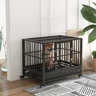 Heavy Duty Dog Cage Wheeled Pet Exercise Kennel Double Door