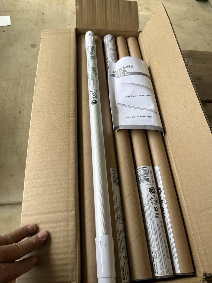 LED Tube RT8010001 5000k 2ft 10W 90W Equivalent Frosted 20 Pack Ballast Bypass - Image 2 of 4