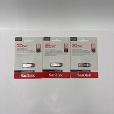 Lot of 3 SanDisk Ultra Fair 32GB USB 3.0 Flash Drive 150MB/s Silver New Sealed