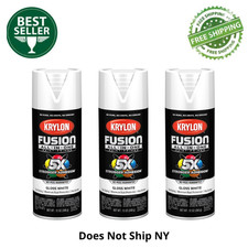3-Pack Krylon Fusion All-In-One Spray Paint, Gloss White, 12 oz, Multi-Surface
