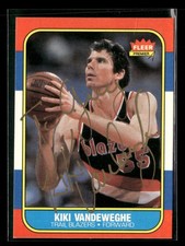 1986-87 Fleer Kiki Vandeweghe 117 Portland Trailblazers Signed/Auto ES10010