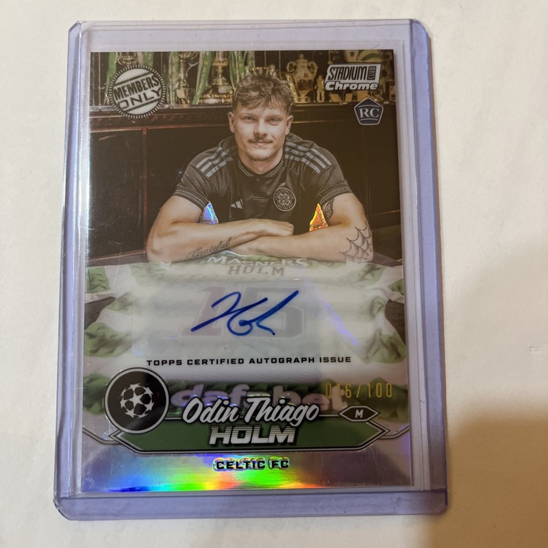 Odin Thiago Holm 2023-24 Topps Stadium Chrome Members ONLY Auto 19/100 RC card