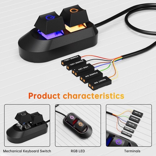 2 m Desktop Power Switch Kabel ideal für Gaming PCs und Home Office Systeme - Afbeelding 3 van 13