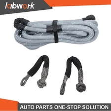 Labwork Gray 1" x 30' Kinetic Energy Truck Tow Recovery Rope 34000 LBS W/ 2 Soft