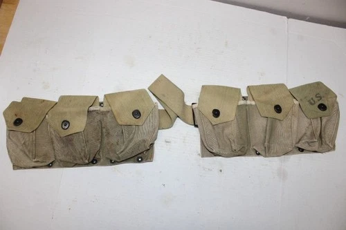 US Military WW2 BAR 1941 Magazine CARTRIDGE Ammunition Canvas BELT Khaki T48
