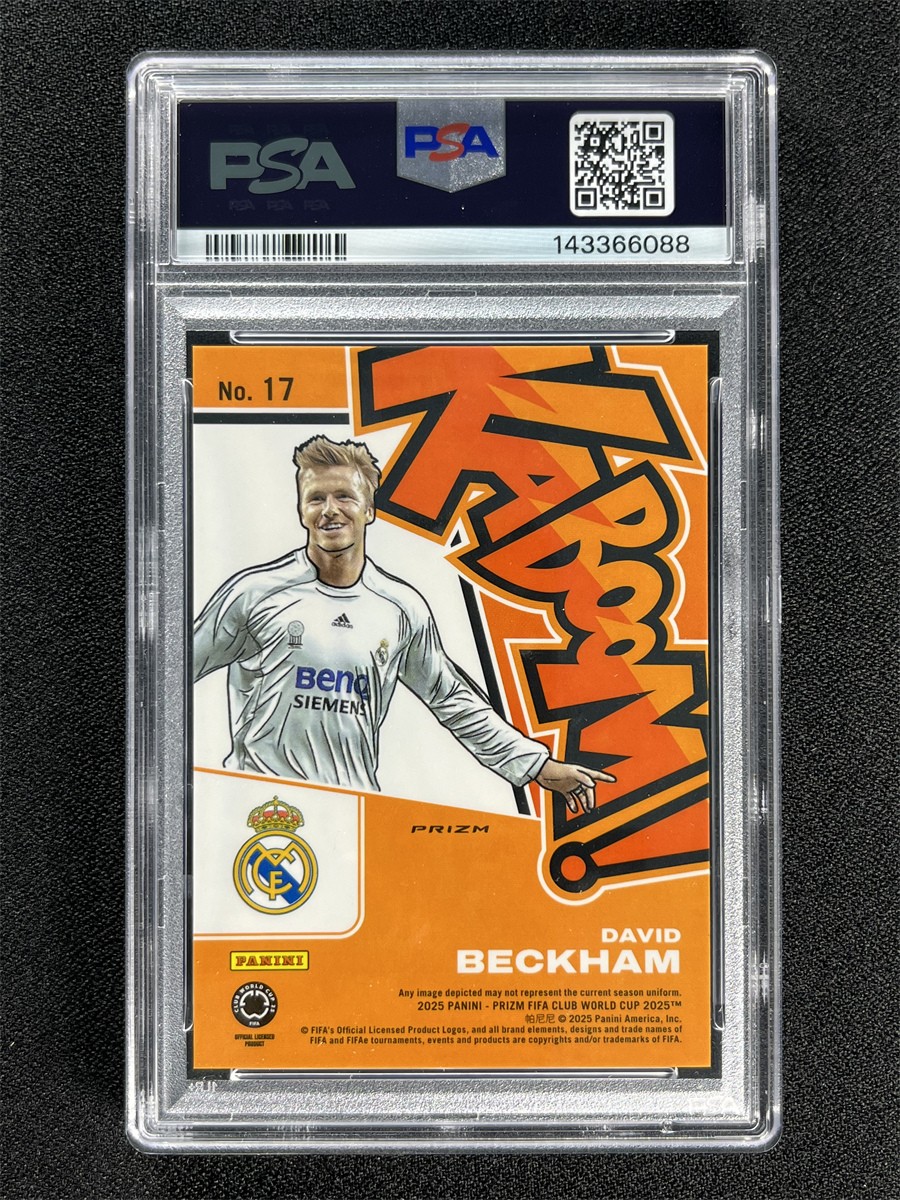 2025 Prizm FIFA Club World Cup David Beckham #17 Kaboom! Case Hit SSP PSA 10 view 2