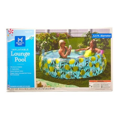 Member's Mark Heavy Gauge PVC Inflatable Lounge Pool, 66in x 20in, Lemon
