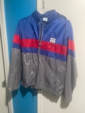 Vintage Adidas Track Tracker Windbreaker Sz L Red Blue