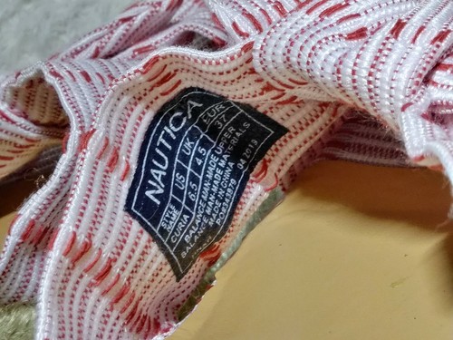 Nautica Sandals Espadrilles 6.5 Wedges Womens High Heels Red White Striped Ties - Picture 7 of 8