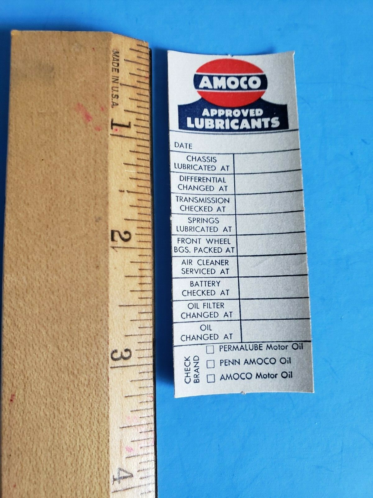 VINTAGE 1954 NOS AMOCO APPROVED LUBRICATION-SERVICE STICKER CHEVY FORD ...