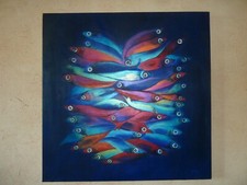 acrylique sur toile moderne LES SARDINES 80/80 cm
