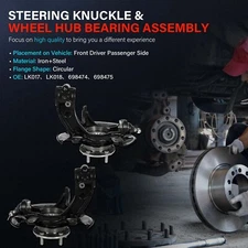 Pair Front Steering Knuckle & Wheel Bearings Hub Assembly For Honda Accord 13-16