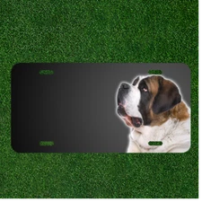 Custom Personalized License Plate Tag With Saint Bernard Dog Breed Add Names