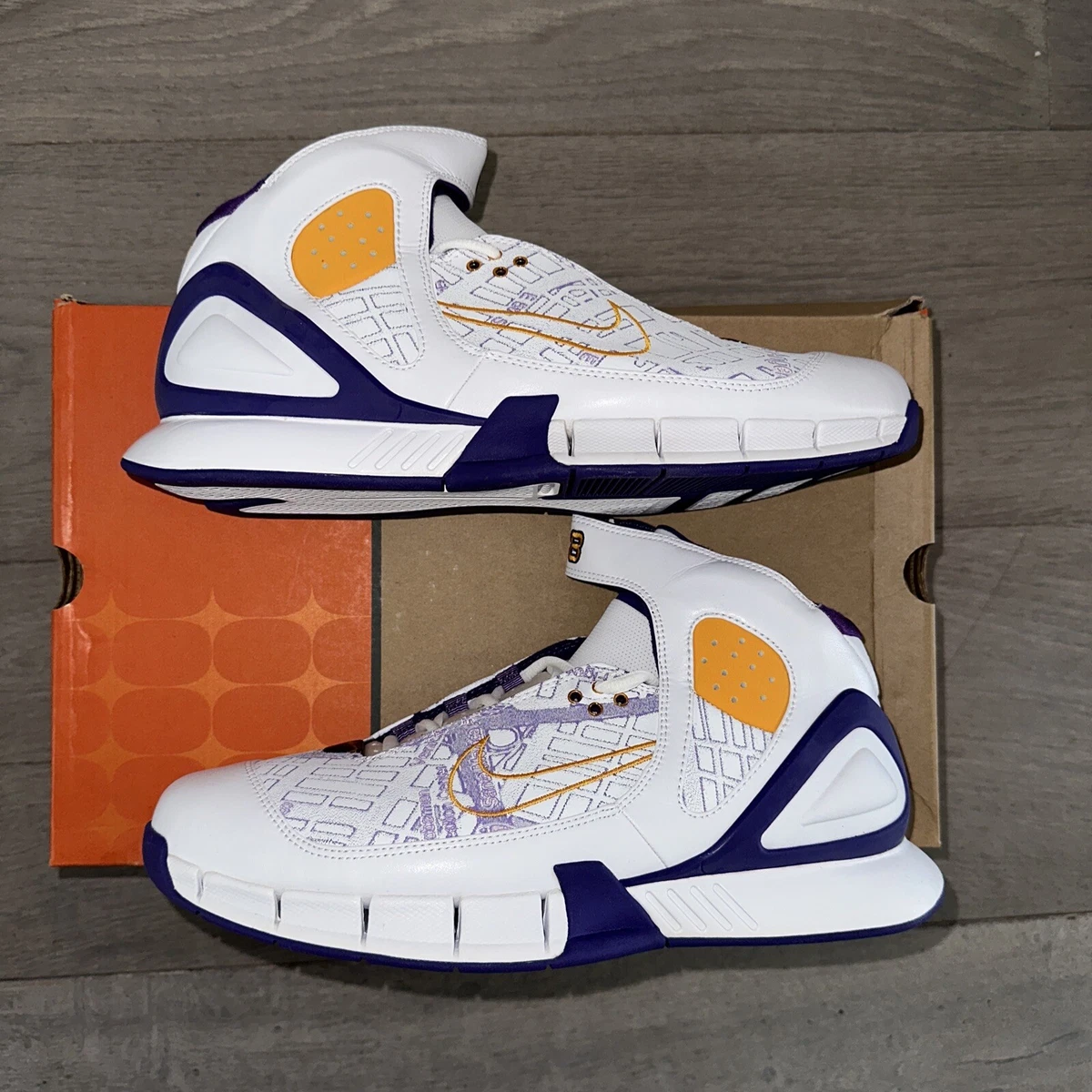 Nike Air Zoom Huarache 2K5 Laser KB Kobe LA Map 314165 111 White Purple Sz 11.5