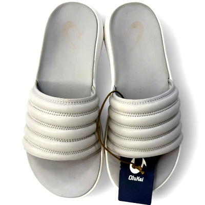 OluKai Komo Slide Sandals Mist Grey Men display picture 3