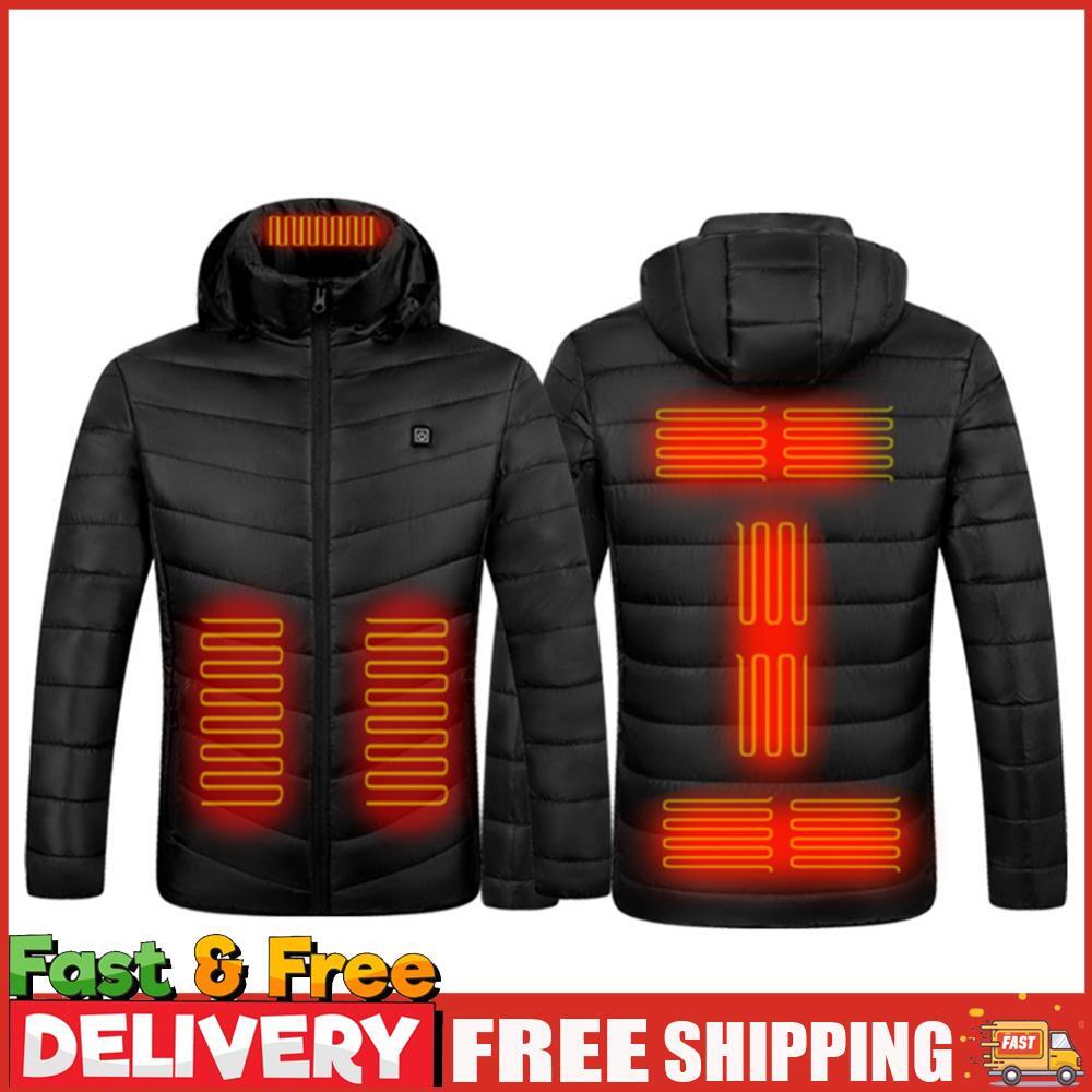 ALTRA Giacca con Cappuccio Riscaldata Elettrica 9 Aree USB Antivento Caldo Uomo Cappotto Termico (XL)