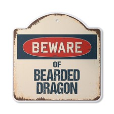 Beware Of Bearded Dragon Plastic Sign Classic Rust Wall Plaque