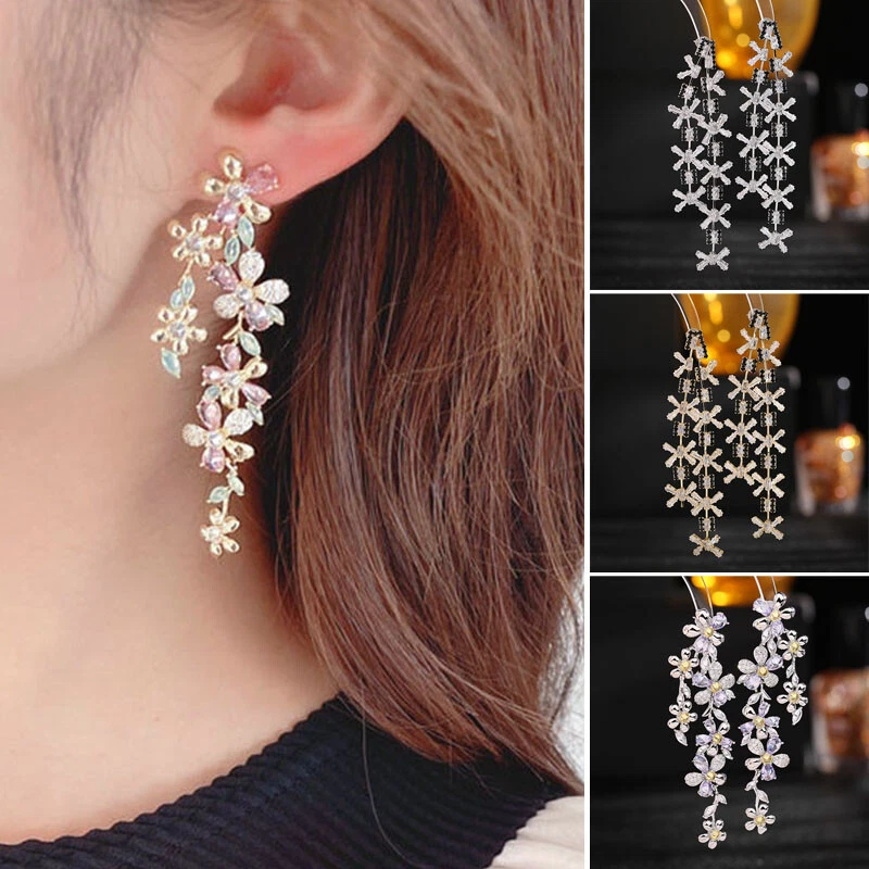 Crystal dangle earrings bridal deals