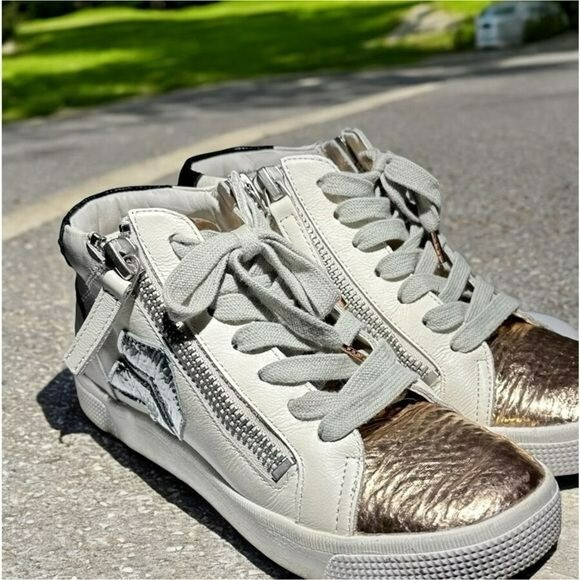 Dolce Vita Zonya Gold Metallic High Top Leather Sneakers Womens