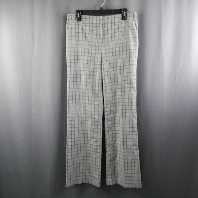 Nine West Womens Dress Pants Gray Plaid Preppy Wide Leg Academia Office  Career