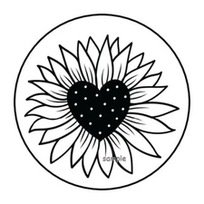 30 SUNFLOWER ENVELOPE SEALS LABELS STICKERS 1.5" ROUND HEART