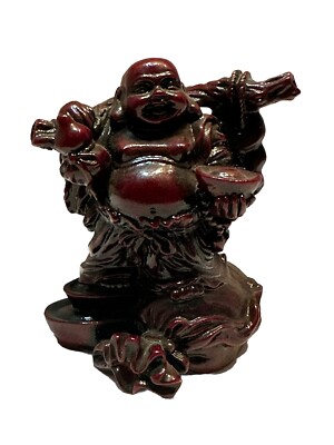 Red Resin Buddha Miniature Figurine 4x3.5x2