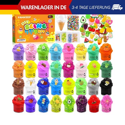 Fluffy Slime Set 32 Pack, Fluffy Butter Slime Set, Fun Crystal Slime DIY Kit,Min