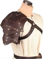 Medieval Leather Larp Pauldrons Armor and Shoulder Cosplay Set Pauldron Harness