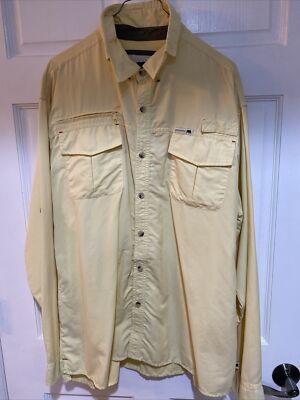 DAKOTA GRIZZLY Men's XL Yellow Roll Tab Vented Nylon Button Down Outdoor Shirt