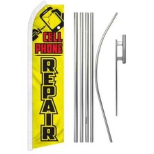 Cell Phone Repair YW/BK Swooper Flutter Feather Advertising Flag Pole Kit
