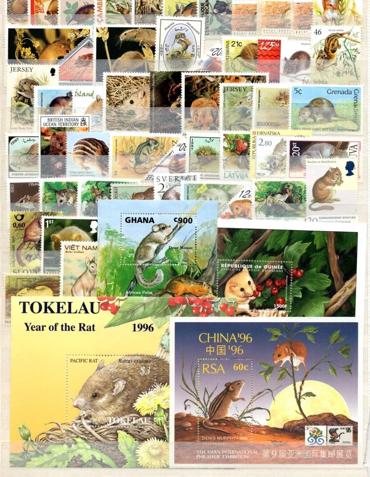 ÁFRICA BRITÁNICA 1970-2000 ROEDORES COLECCIÓN TÓPICA 225+ SELLOS Foto 2 de 4