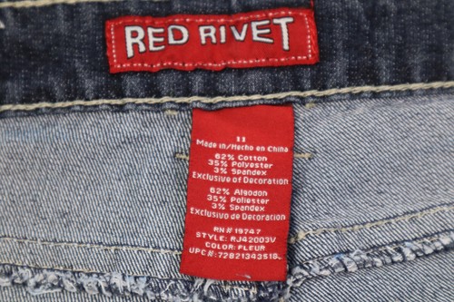 Red Rivet Jeans Women's Juniors Size 11 Skinny Ankle Mid Rise Denim Blue Zip Fly - Picture 5 of 19